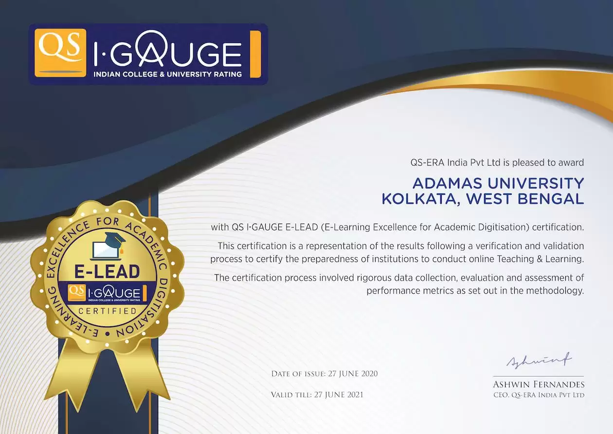 QS Awards Adamas for e-preparedness in its teaching & learning