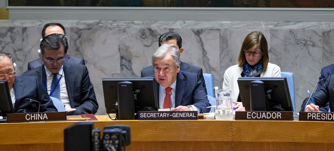 Secretary-General António Guterres addresses the Security Council meeting on threats to international peace and security with focus on transnational organized crime, growing challenges and new threats.