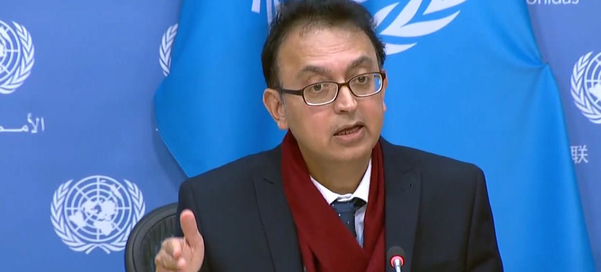 Javaid Rehman, the Special Rapporteur on the situation of human rights in the Islamic Republic of Iran addresses the media. (file)